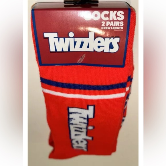 Twizzlers Odd Sox Crew Socks 2 Pair Men 8-12 W 9-13 Red Blue w Logo Chewy Candy - Picture 9 of 9